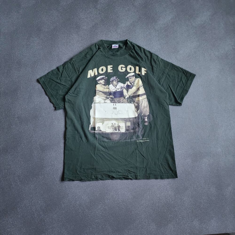 Vintage 90's The Three Stooges Moe Golf Green Graphic Shirt XL